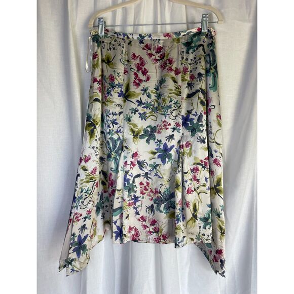 Amanda Smith 100% Silk Floral Asymmetrical Skirt – Size 12 - Picture 1 of 4